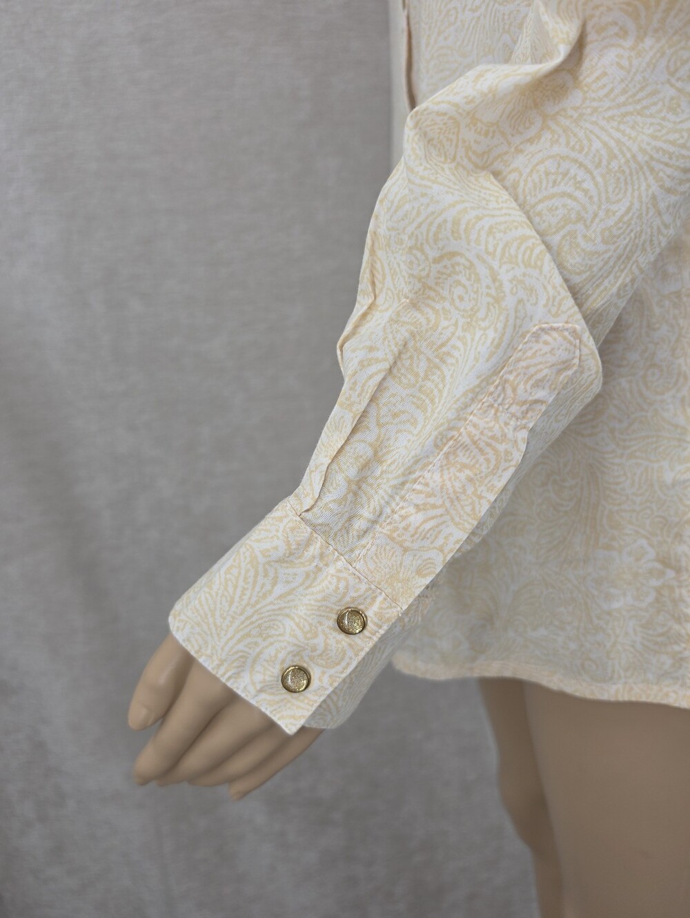 Wrangler Neutral Beige Tropical Hibiscus Floral Pearl Snap Long Sleeve Shirt - Picture 4 of 8